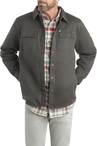 Legendary Whitetails Men's Journeyman Shirt Jacket, Flannel Lined Shacket for Men, Water-Resistant Coat Rugged Fall Clothing, Tarmac, Large