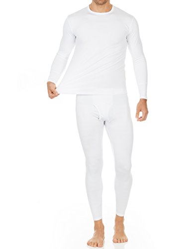 Thermajohn Long Johns Thermal Underwear for Men Fleece Lined Base Layer Set for Cold Weather (Large, White)