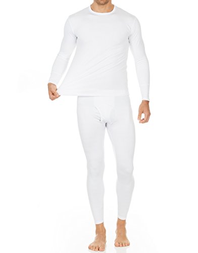 Thermajohn Long Johns Thermal Underwear for Men Fleece Lined Base Layer Set for Cold Weather (Medium, White)