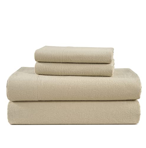 LANE LINEN 100% Cotton Flannel Sheets Set - Queen Flannel Sheets, 4-Piece Bed Sheets - Lightweight Bedding, Brushed for Extra Softness, Cozy, 15' Deep Pocket (Fits Upto 17' Mattress) - Linen