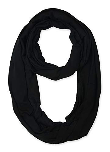 corciova Black Soft Girl Women Infinity Wrap Scarf Stretchy Jersey Knit Sleep Head Circle Scarf Continuous Loop Light Weight