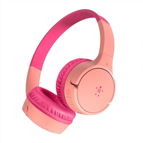 Belkin SoundForm Mini - Wireless Bluetooth Headphones for Kids with 30H Battery Life, 85dB Safe Volume Limit, Built-in Microphone - Kids On-Ear Earphones for iPhone, iPad, Fire Tablet & More - Pink