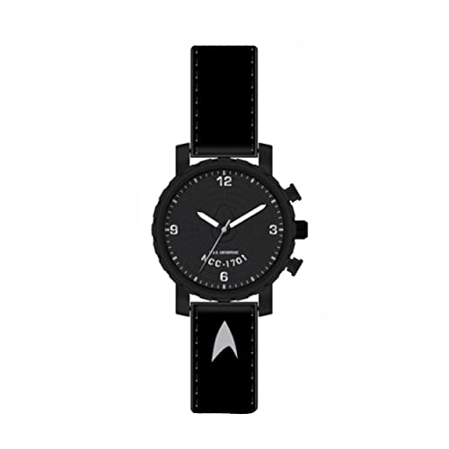 Accutime Star Trek Men's Analog Quartz Wrist Watch, Black Accents for Male Faux Leather Band (Model: TRK5001AZ)