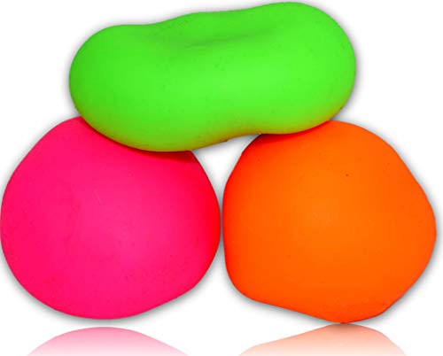 JA-RU Stretchy Ball (Pack of 3) The Original Dough Ball Fidget Toy Pack Stretchy Squishy Toys Bouncy Ball Set for Kids and Adults Soft Bounce Stress Ball Therapy Ball Doh Pull and Stretch 401-3C