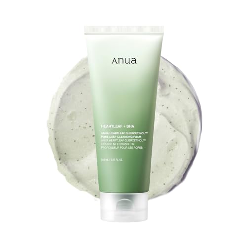 ANUA Heartleaf Quercetinol Pore Deep Cleansing Foam, Facial Cleanser, for Double Cleansing, BHA, Hyaluronic Acid, Glycerin, Face Wash, Blackhead Remover, Korean Skincare (150ml/5.07 fl.oz.)