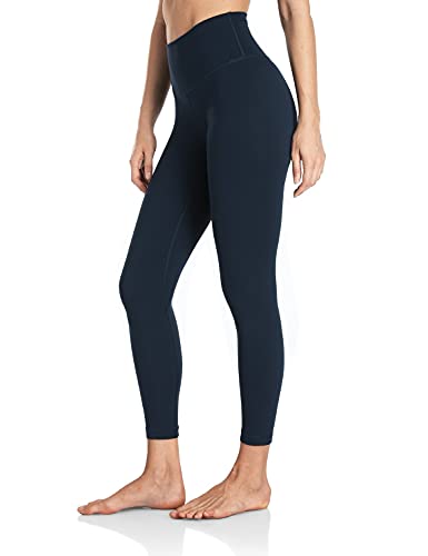 HeyNuts Essential 7/8 Leggings High Waisted Yoga Pants for Women, Soft Workout Pants Compression Leggings with Inner Pockets True Navy_25'' XS(0/2)