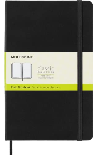 Moleskine Classic Notebook, Hard Cover, Large (5' x 8.25') Plain/Blank, Black, 240 Pages