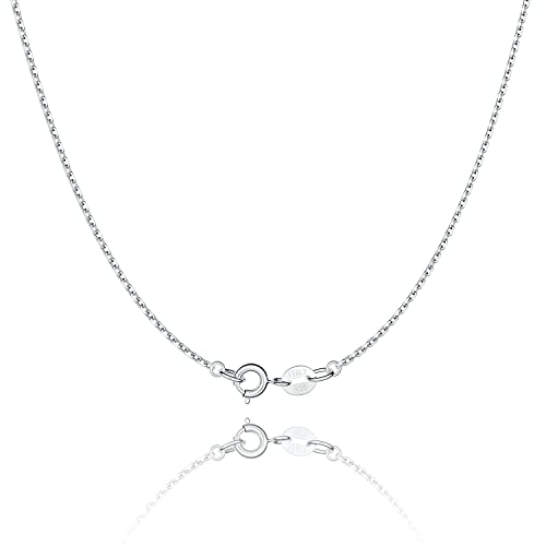 Jewlpire 925 Sterling Silver Chain Necklace Chain for Women Girls 1.1mm Cable Chain Necklace Upgraded Spring-Ring Clasp - Thin & Sturdy - Italian Quality 24 Inch