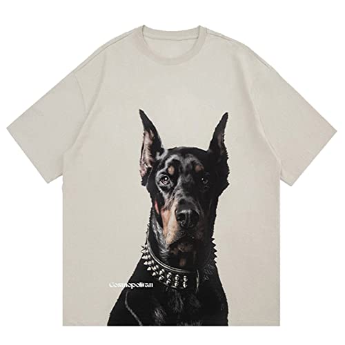Vamtac Mens Oversized Doberman Graphic Tees Shirt Casual Summer Tops Streetwear Aesthetic T-Shirt Unisex