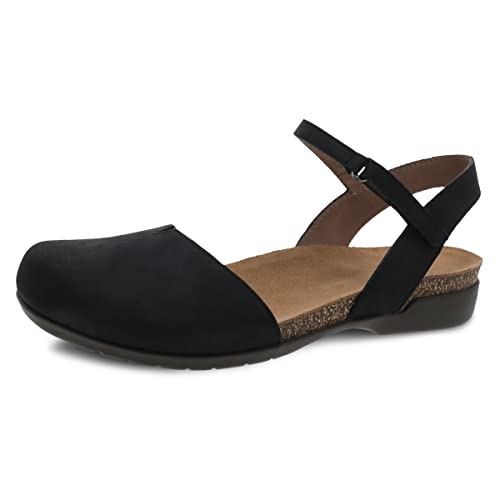 Dansko Rowan Sandal for Women - Memory Foam and Cork Footbed for Comfort and Arch Support - Lightweight Rubber Outsole for Long-Lasting Wear - Versatile Casual to Dressy Footwear Black 7.5-8 M US
