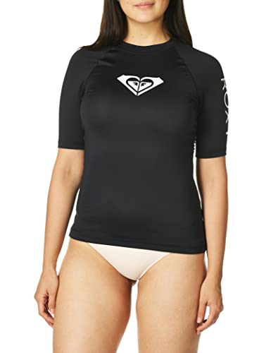 Roxy womens Whole Hearted Short Sleeve Rashguard Rash Guard Shirt, Anthracite 2020, Large US