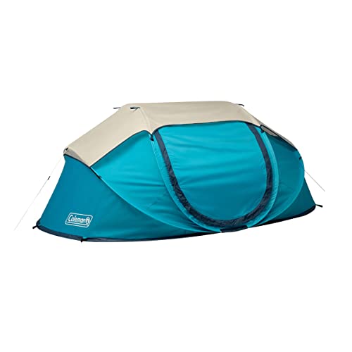 Coleman Pop-Up Camping Tent with Instant Setup, 2/4 Person Tent Sets Up in 10 Seconds with Pre-Assembled Poles, Adjustable Rainfly, & Taped Floor Seams