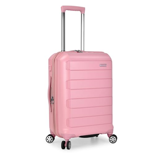 Traveler's Choice Pagosa Indestructible Hardshell Expandable Spinner Luggage, Pink, Carry-on