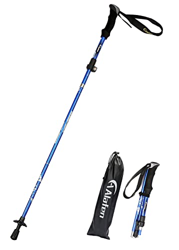 A ALAFEN Aluminum Collapsible Ultralight Travel Trekking Hiking Pole for Men and Women, Blue 1PC