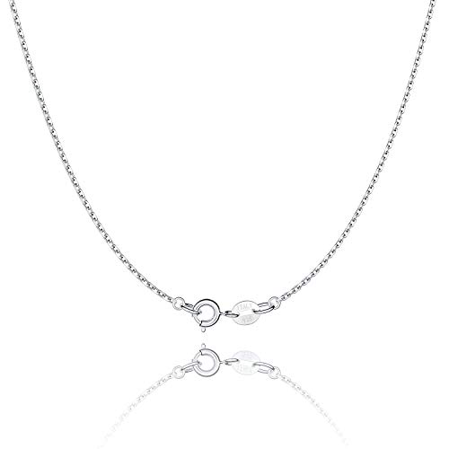 Jewlpire 925 Sterling Silver Chain Necklace Chain for Women Girls 1.1mm Cable Chain Necklace Upgraded Spring-Ring Clasp - Thin & Sturdy - Italian Quality 18 Inch