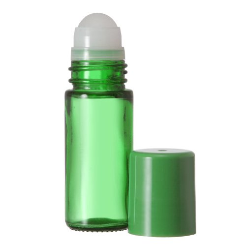 Green Glass 30 ml (1oz.) Roll On Perfume Bottle. Perfect for Essential Oils Aromatherapy, Perfume, and Cologne. Plastic Roller. Pipettes Included … (12 Bottles, Green)
