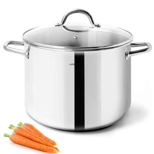 HOMICHEF Stock Pot 8 Quart with Lid Nickel Free Stainless Steel - Mirror Polished Stockpot 8 Quart with Lid - HEALTHY COOKWARE Stockpots 8 Quart - Soup Pot 8 Qt Cooking Pot Induction Pot With Lid