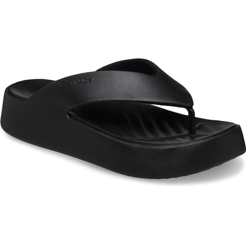 Crocs Women's Getaway Platform Flip Flops, Wedge Sandals for Women, Black, 9 Women