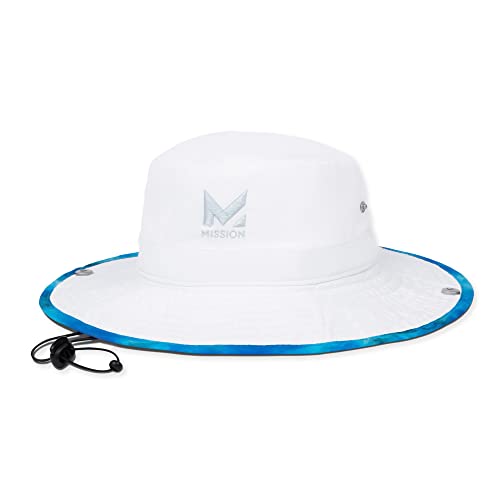 MISSION Cooling Bucket Hat, UPF 50, 3' Wide Brim Sun Hat - Cools When Wet, UPF 50 (Turn Light Grey)