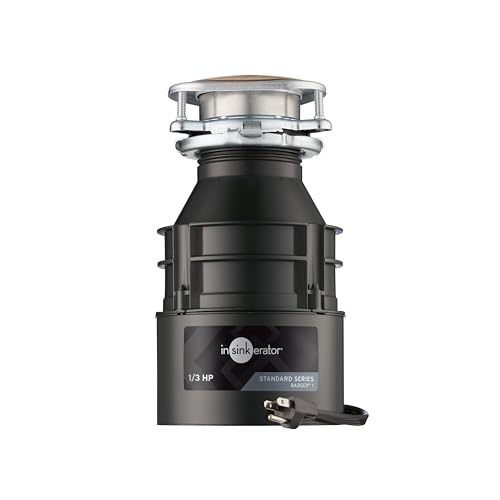 InSinkErator Garbage Disposal with Power Cord, Badger 1, Standard Series, 1/3 HP Continuous Feed, Black