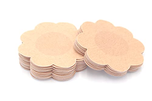 QueenVibes 50 Pieces Nipple Cover Breast Covers Ultra-Thin, Disposable Bra Pad, Breast Pasties Self-Adhesive No Show Bra For Women Beige (Standard 6 cm, Beige)