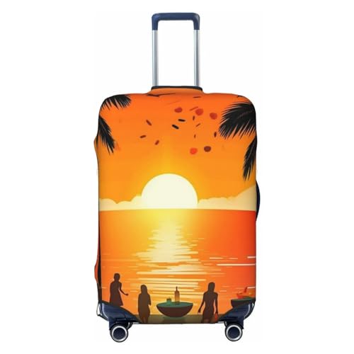 Vacsax Luggage Cover Washable Suitcase Cover Anti-Scratch Suitcase Protector With Concealed Zippers Beach Sundown Tropical Holiday Travel Luggage Covers Fit 18-32 Inch Luggage