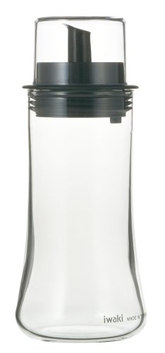 iwaki KT5032-BKO Heat Resistant Glass, Condiment Container, Oil Bottle, Oil Jug, Black, M, 5.6 fl oz (160 ml), Lid Included