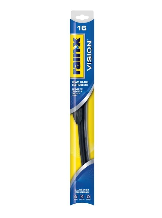 Rain-X 16'' Vision Wiper Blade, Standard Beam, All Weather Performance Curved Smooth Wipe