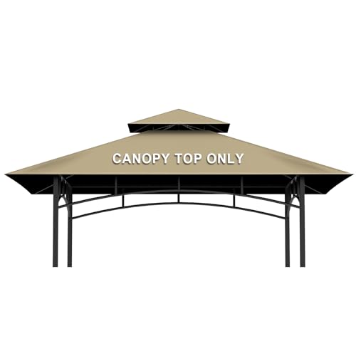 5' x 8' Grill Gazebo Replacement Canopy Roof Only,Waterproof Double Tiered Shelter Cover,Outdoor BBQ Gazebo Canopy Top Fit for Gazebo Model L-GG001PST-F (Khaki)