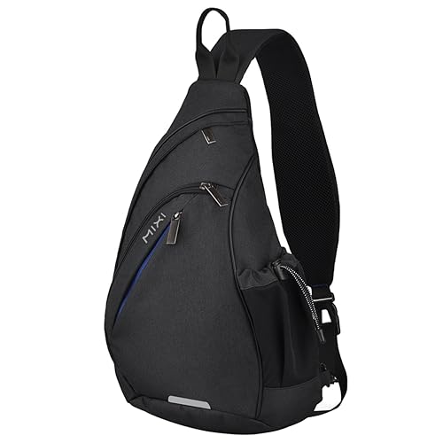Hanke Sling Bag Men Backpack Unisex One Shoulder Bag Hiking Travel Backpack Crossbody with USB Port for Men Women Versatile Casual Daypack-19 inch,Black