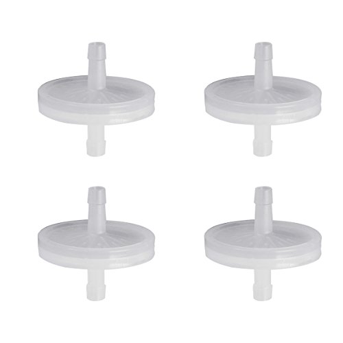FERRODAY 5/16 Barbed Air Line Filter [4 PCS]- Sanitary Air Filter Air Line Fittings for Beer Brew Keg Air Filter for Homebrew White Air Filter for Fish Tank Translucent Plastic Gas Line Fitting