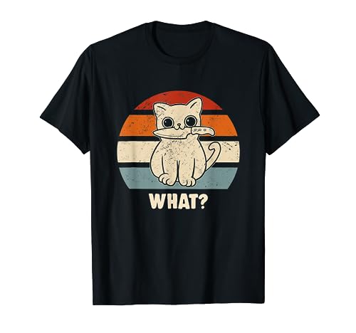 Retro What Cat Knife Meow Kitty Funny Cats Mom And Cat Dad T-Shirt