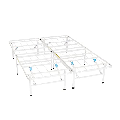 Amazon Basics Foldable Metal Platform Bed Frame with Tool Free Setup, 14 Inches High, Full, White