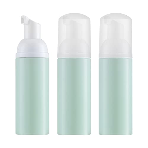 Tekson 3 PCS Soap Foam Bottle (2 oz), Empty Travel Foaming Lash Shampoo for Cleanser, Dispenser (Green)