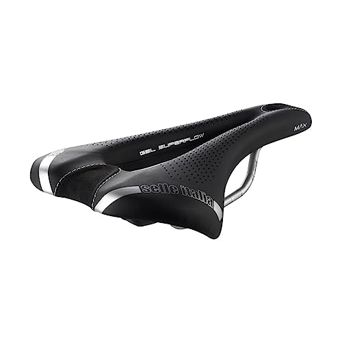 Selle Italia Max SLR Gel SuperFlow Road Bike Saddle - Comfortable MTB and Road Bike Seat for Men and Women - 275 x 145mm, 280g, Black