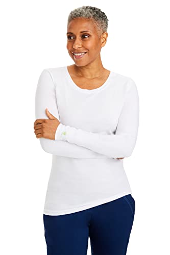 Healing Hands Under Scrubs for Women Long Sleeve Knits Women’s Medical Scrub Tee 5047 Melissa Underscrubs White M