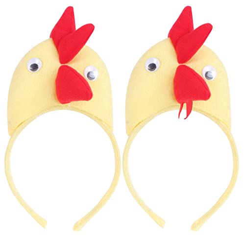 2Pcs Yellow Chick Headband Rooster Animals Headband Hair Hoop for Adults Easter Decorations