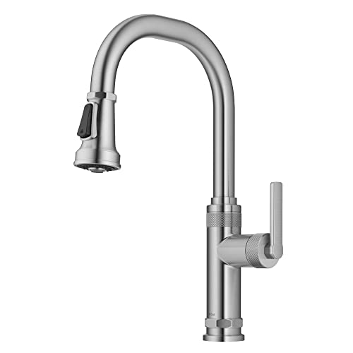 KRAUS Allyn Industrial Pull-Down Single Handle Kitchen Faucet in Spot-Free Stainless Steel, KPF-4102SFS