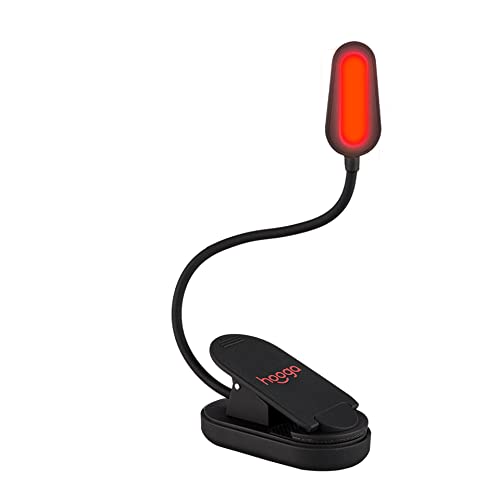 hooga Red Book Light, Rechargeable Clip On 625nm LED Light for Reading in Bed. No Blue Light Emitted, Eye Care Light for Strain-Free, Healthy Eyes. Gift for Students, Kids, Travel, Nursing, Studying.