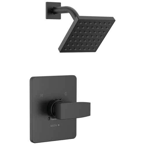 DELTA FAUCET Modern 14 Series Matte Black Shower Faucet, Shower Trim Kit with Single-Spray Touch-Clean Black Shower Head, Matte Black T14267-BL-PP (Valve Not Included)