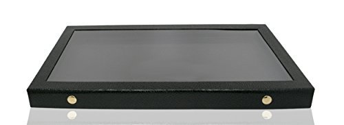 Novel Box Snap-Close Acrylic Lid Black Jewelry Display Case 14.75X8.25X1.15 + Custom NB Pouch