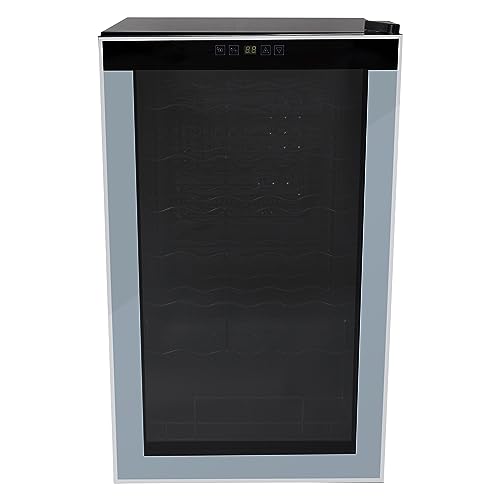 West Bend WB340WCNB Wine Cooler Freestanding Single Zone with Temperature Control Holds Up to 34 Bottles, Stainless Steel Construction with Glass Door, 3.3-Cu.Ft, Black