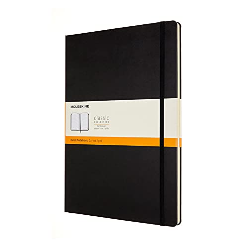 Moleskine Classic Ruled Notebook, Hard Cover and Elastic Closure, 192 Pages, Black, Size A4, 21 x 29.7 cm