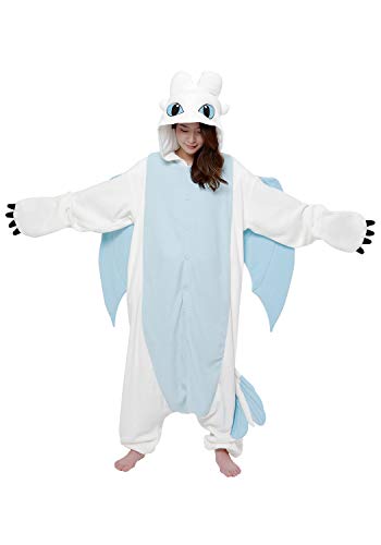 SAZAC Kigurumi - How to Train Your Dragon - Light Fury - Onesie Jumpsuit Halloween Costume (One Size)