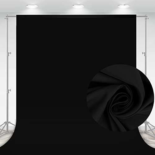 Aimosen 10 x 7 FT Black Backdrop Background for Photography, High Density Polyester Fabric Pure Black Photo Backdrop Curtain Screen Collapsible Seamless for Photoshoot Portraits Party Video Studio