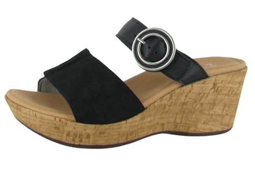 NAOT Footwear Women's Breezy Sandal Black Velvet Nubuck/Soft Black Leather - 8 N-M US