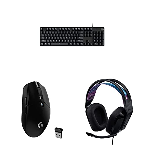 Logitech G413 SE Full-Size Mechanical Gaming Keyboard + G305 Lightspeed Wireless Gaming Mouse + G335 Wired Gaming Headset Bundle - Black