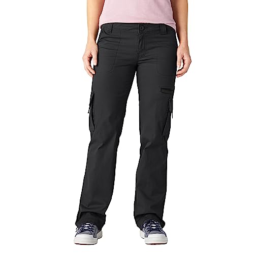 Dickies Women's Relaxed Fit Cargo Pants, Rinsed Black, 12