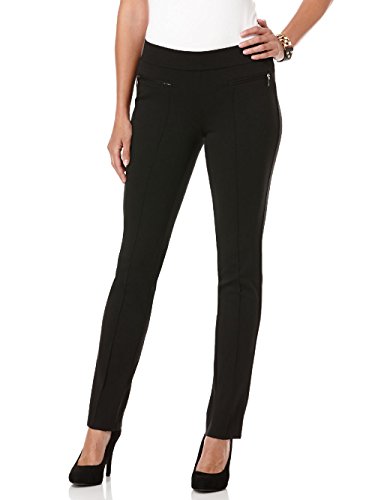 Rafaella Women's Slim Ponte Dress Pants with Stretch Fabric, 30.5” Inseam, 16, Black