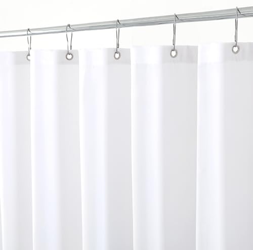 Biscaynebay Hotel Quality Fabric Shower Curtain Liners 72' X 72', White Water Resistant Bathroom Curtains Rust Resistant Grommets Weighted Bottom Hem Machine Washable